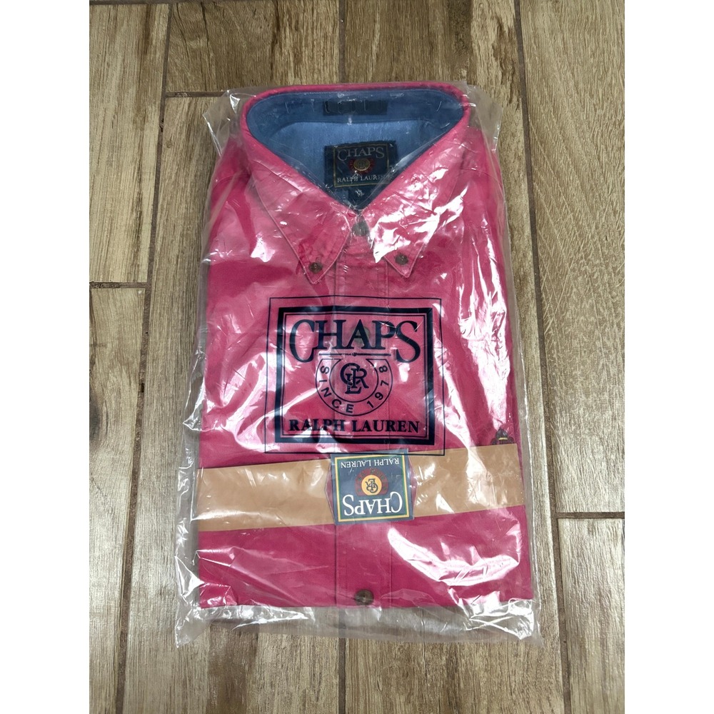 Vintage Chaps‎ Ralph Lauren Button Down Shirt Pink Mens Large NWT 90s